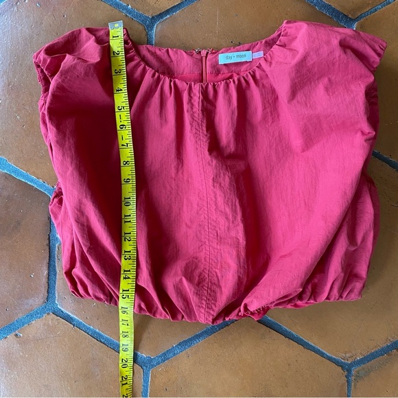 Day + Moon Womens Red Cropped Bubble Going Out Boho Peasant Top Size Large L - Picture 5 of 6